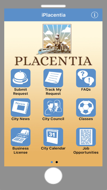 Phone Screenshot of the iPlacentia App