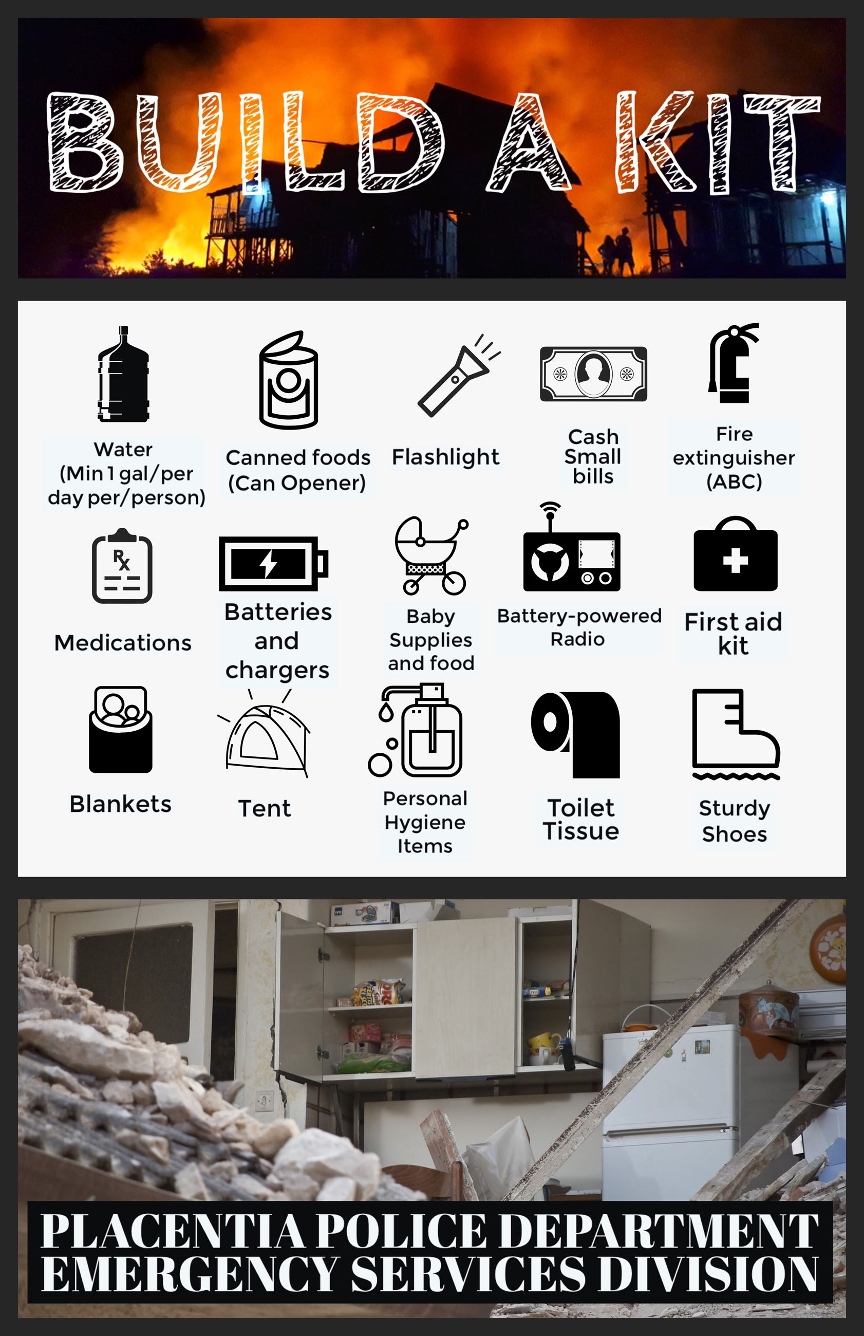 Items required to have a basic emergency kit