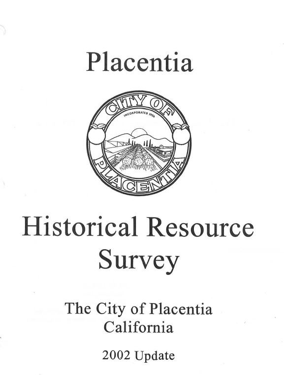 Placentia HIstorical Resources Survey 2002